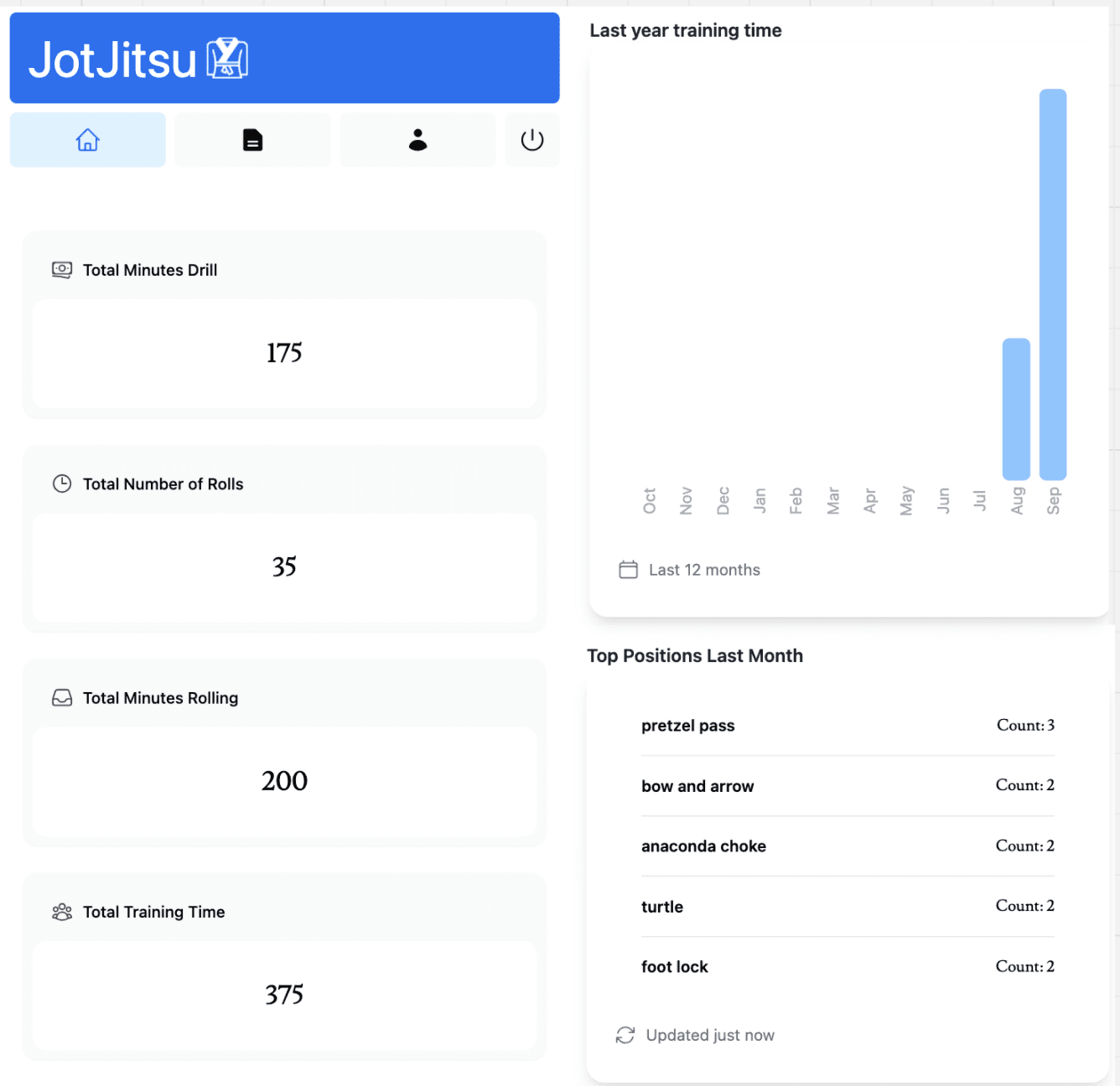 Example of JotJitsu App (mobile)